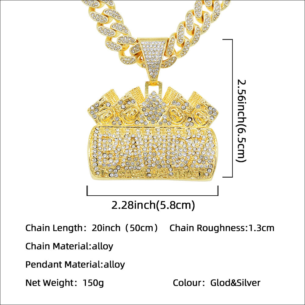 Hip-Hop Exaggerated Letter Cuban Chain Pendant Necklace