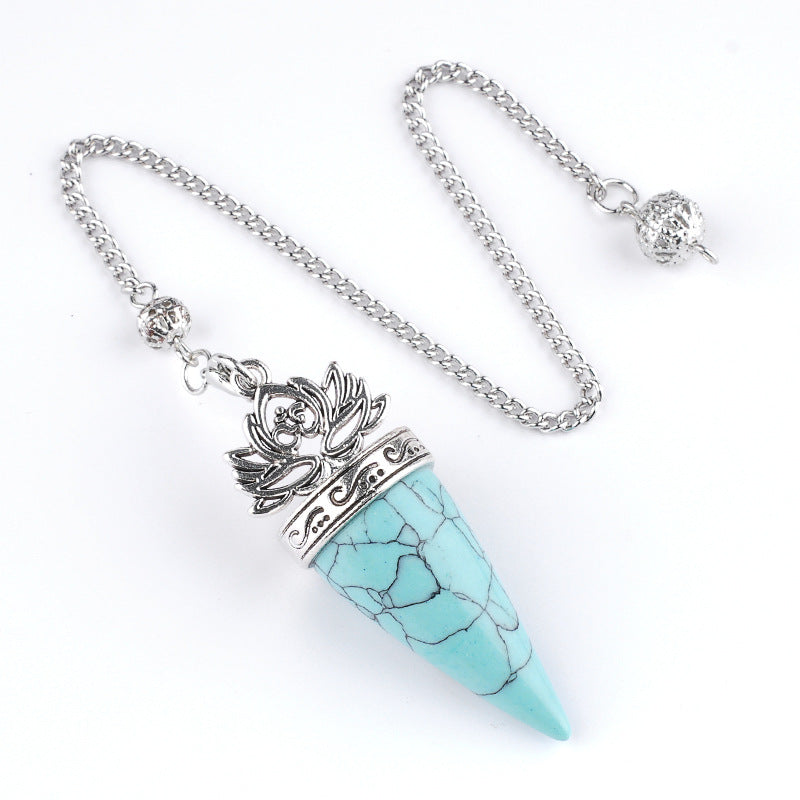 Ancient silver lotus cone meditation yoga crystal spirit pendulum