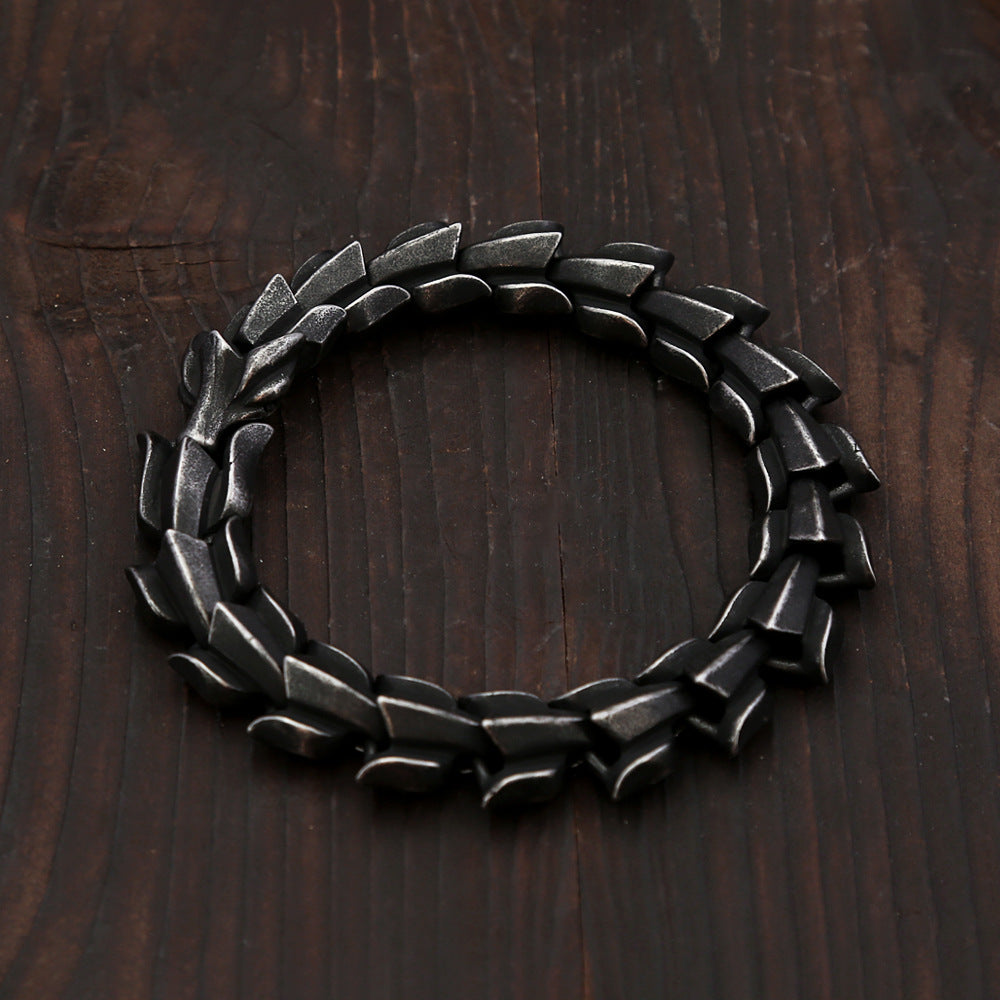Trendy Punk Men Bracelet, Creative Domineering Dragon Bone Stainless Steel Unique Personality Fashion Wrist Jewelry