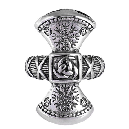 Vintage Nordic Solid Stainless Steel Bold Viking Symbol Ring for Men