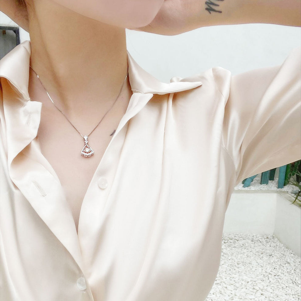 Women's White Gold Skirt Shape Beating Moissanite Pendant