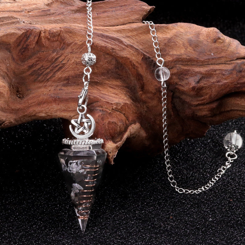Star Moon Hexagonal Cone Crystal Resin Spirit Pendulum