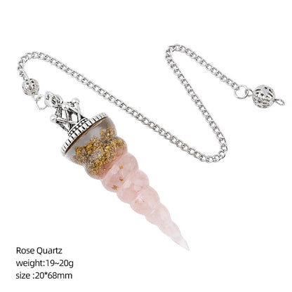 Crown-Headed Spiral Conical Yoga Meditation Adjustable Frequency Crystal Resin Spirit Pendulum