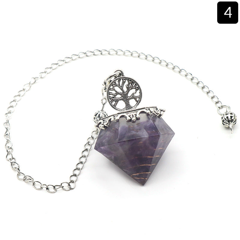 Crystal Agate Resin Gravel Diamond-Shaped Pendulum