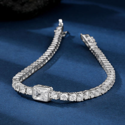 Women&Men's Square Zircon Eight-Character Buckle Cuban Tennis Bracelet