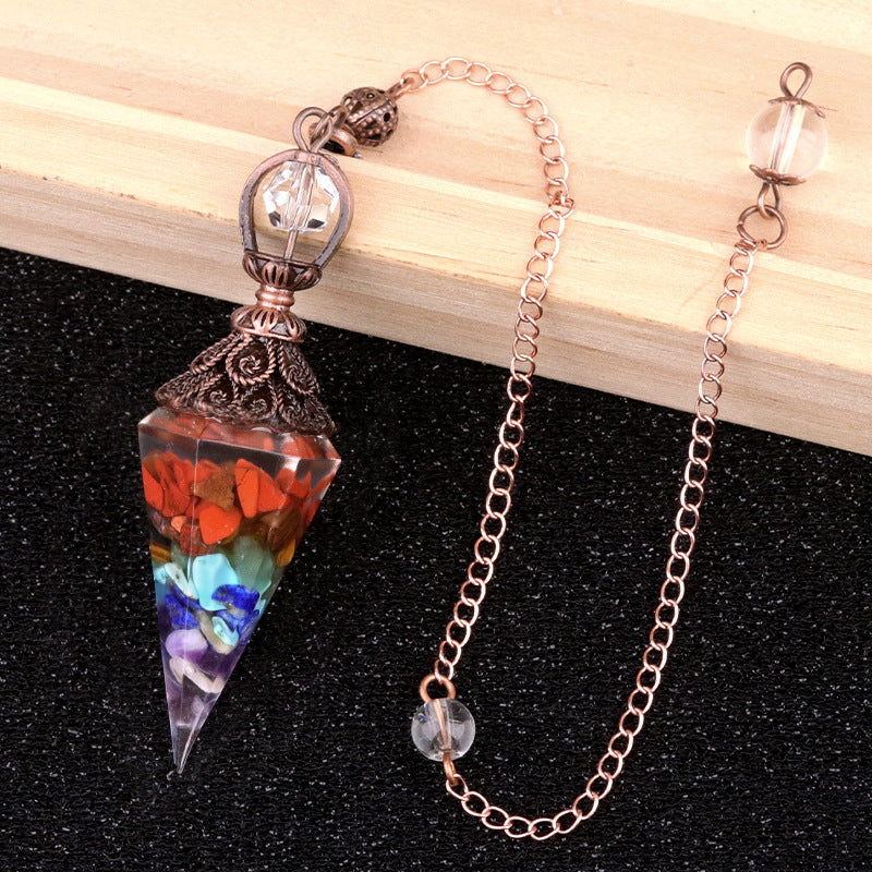Ancient Red Seven-Colored Crystal Resin Spiritual Pendulum