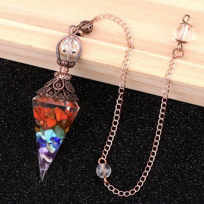 Ancient Red Seven-Colored Crystal Resin Spiritual Pendulum