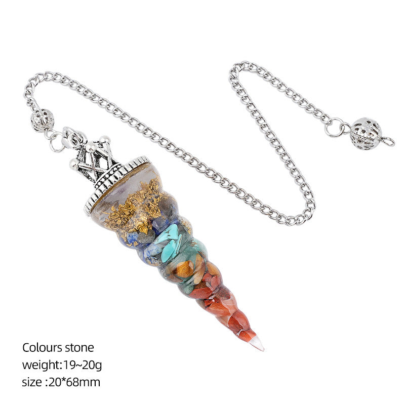 Crown-Headed Spiral Conical Yoga Meditation Adjustable Frequency Crystal Resin Spirit Pendulum