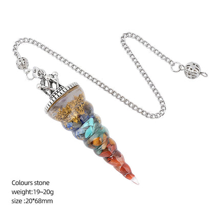 Crown-Headed Spiral Conical Yoga Meditation Adjustable Frequency Crystal Resin Spirit Pendulum