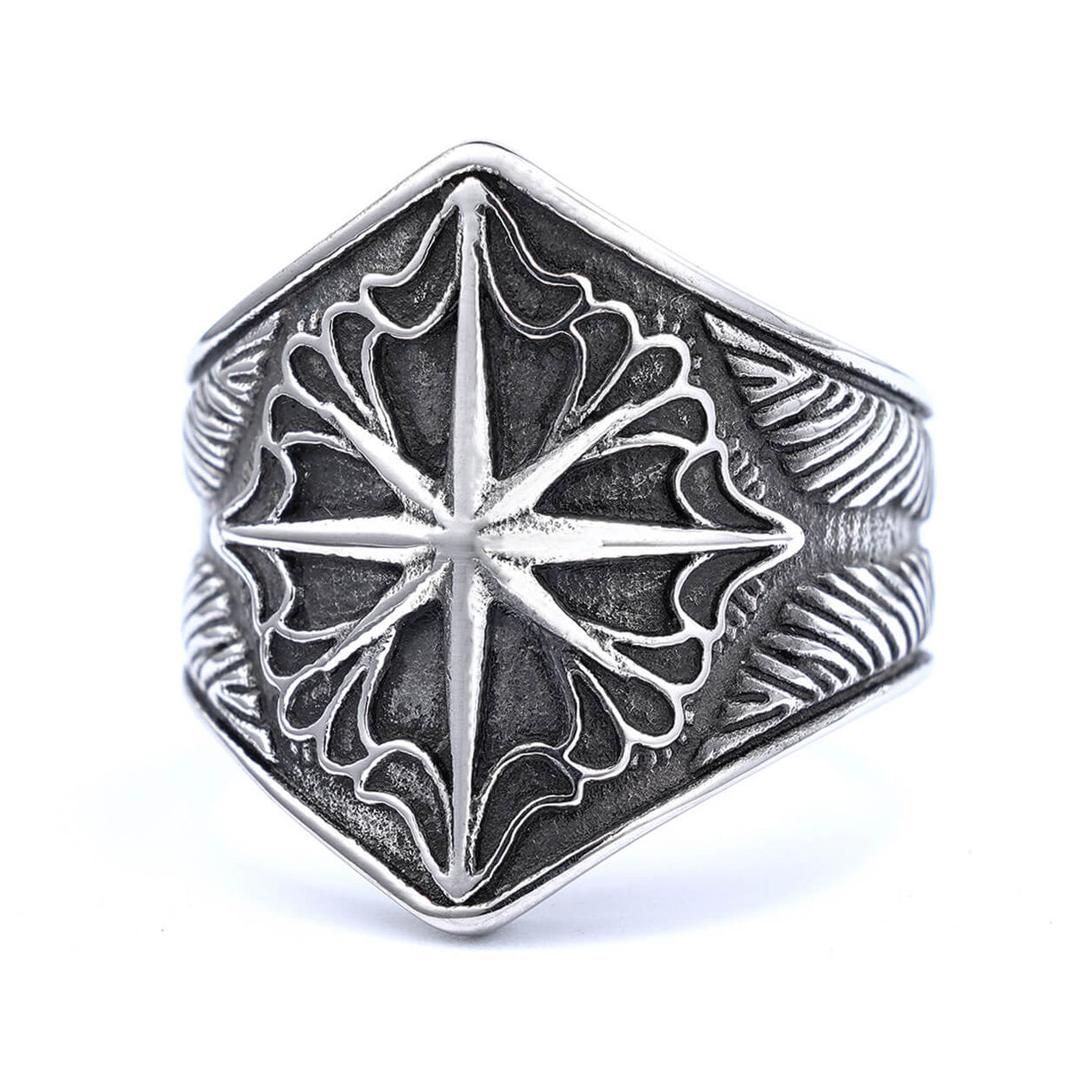 Men's Viking Eight-Pointed Star Stainless Steel Ring