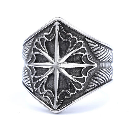 Men's Viking Eight-Pointed Star Stainless Steel Ring