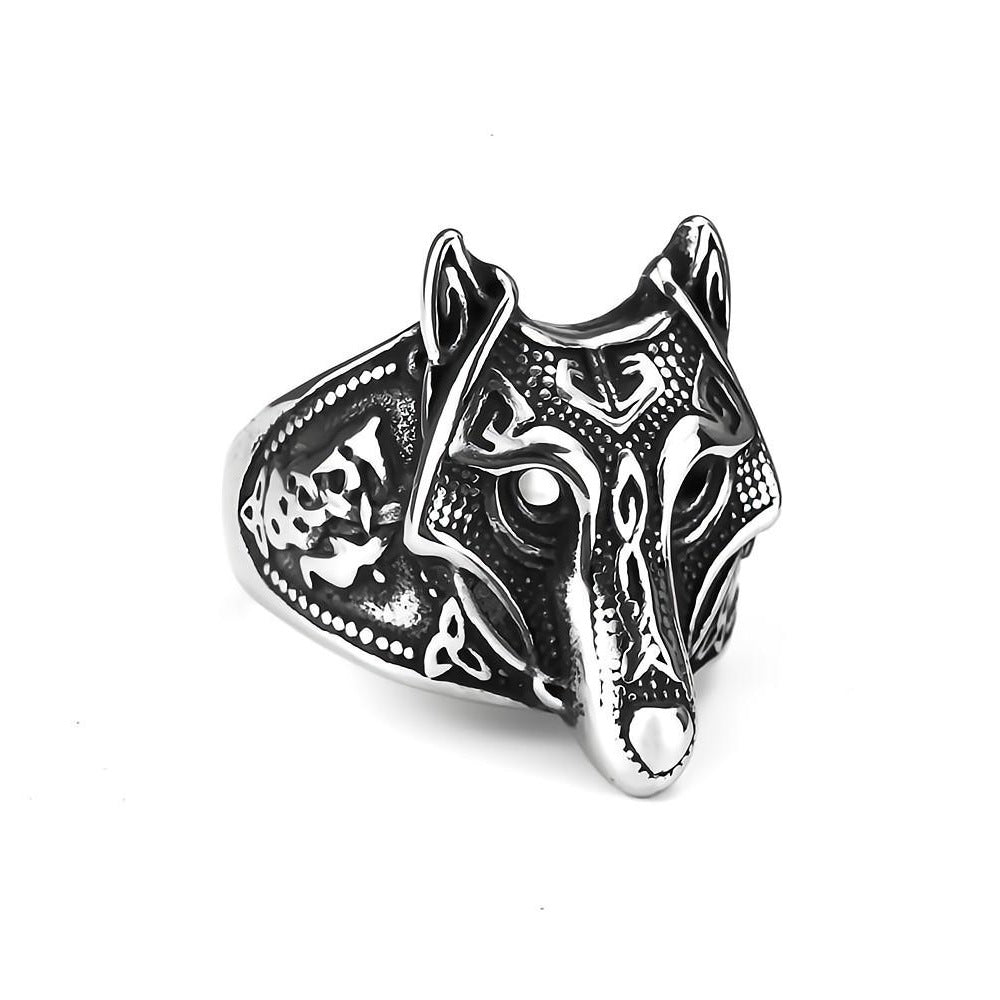Vintage Stainless Steel Ultra Cool Viking Wolf Head Ring for Men