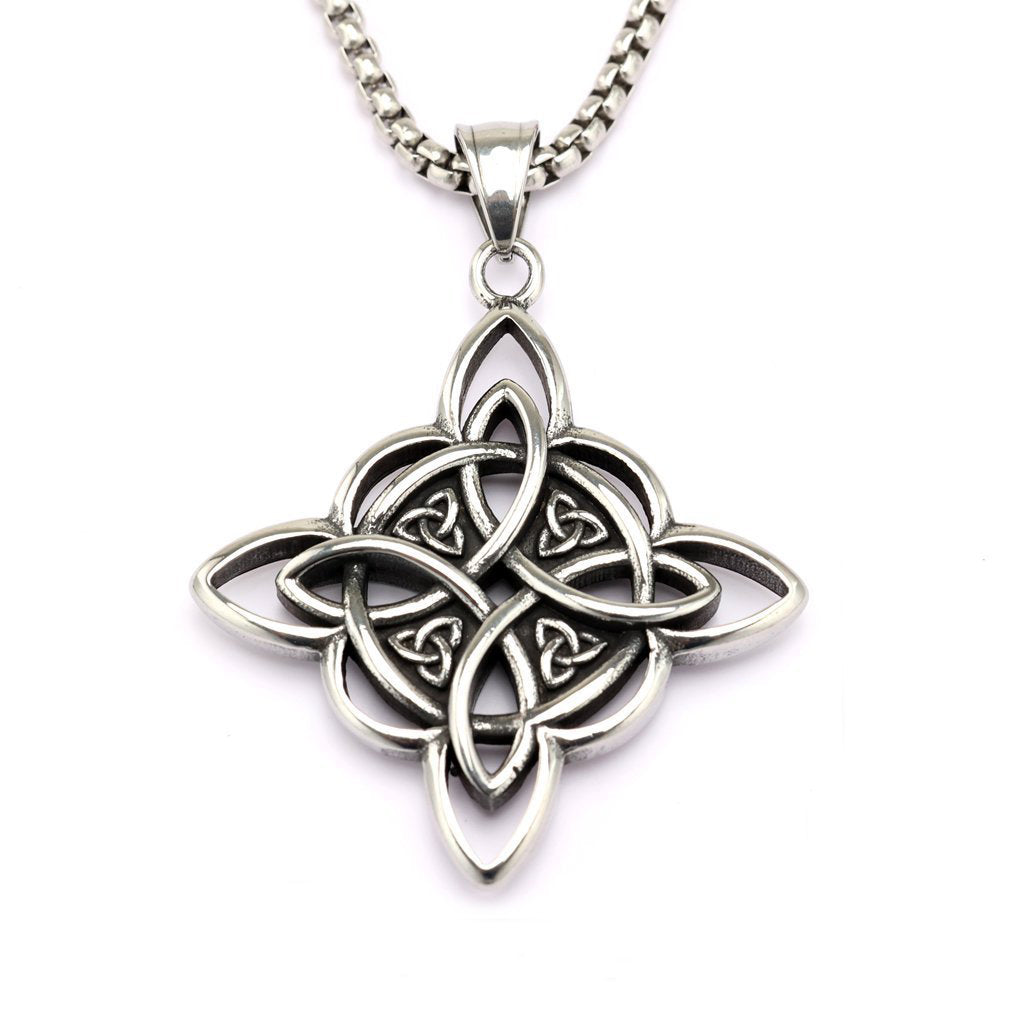 Vintage Stainless Steel Celtic Knot Pendant Necklace for Men