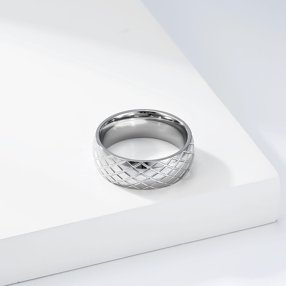 Rhombus grid men's ring