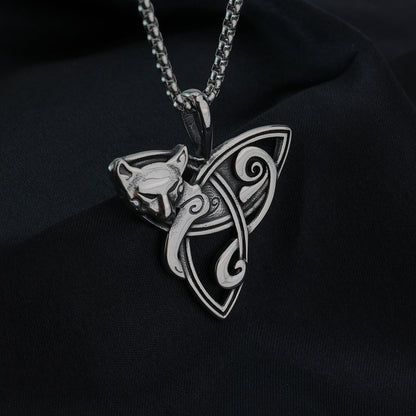 Vintage Stainless Steel Fox Pendant Necklace for Men