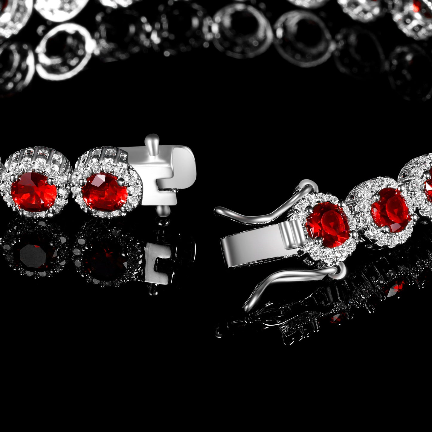Women&Men's 8mm Cubic Zirconia-Encrusted Red And Blue Cuban Tennis Bracelet