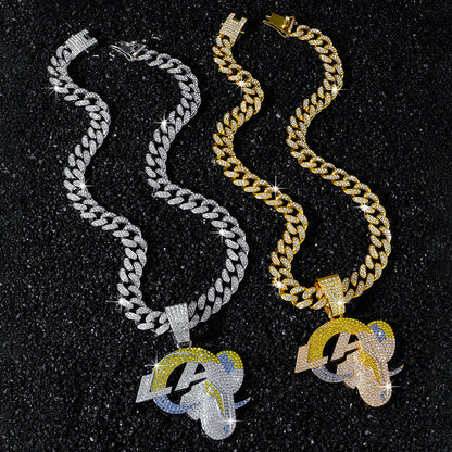Trendy Hip-Hop Style Team Logo Cuban Chain Pendant Necklace