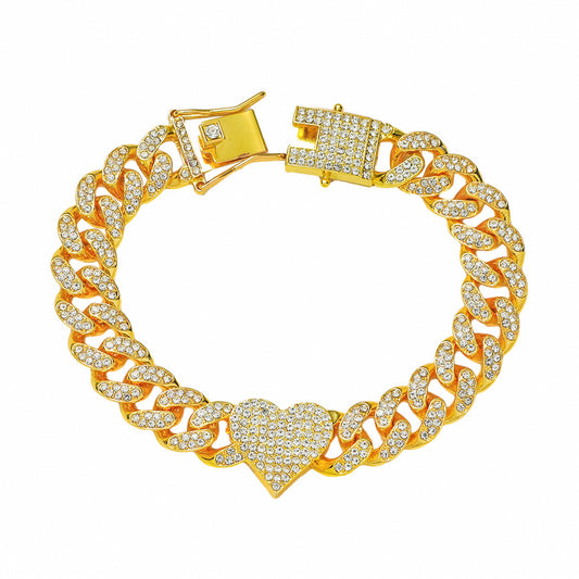 Hip-Hop Style Heart-Shaped Patchwork Bracelet
