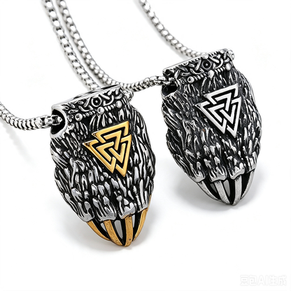 Vintage Stainless Steel Viking Bear Claw Pendant Necklace for Men
