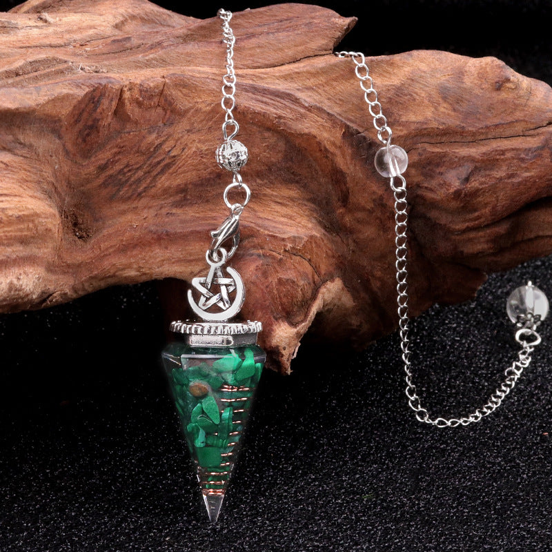 Star Moon Hexagonal Cone Crystal Resin Spirit Pendulum