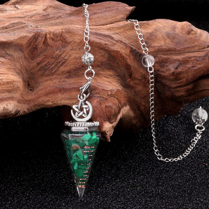 Star Moon Hexagonal Cone Crystal Resin Spirit Pendulum