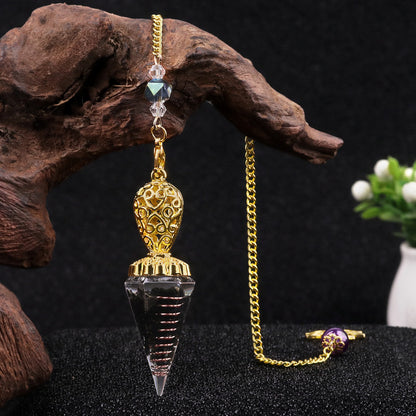 Golden Crystal Agate Resin Hexagonal Pyramid Spirit Pendulum
