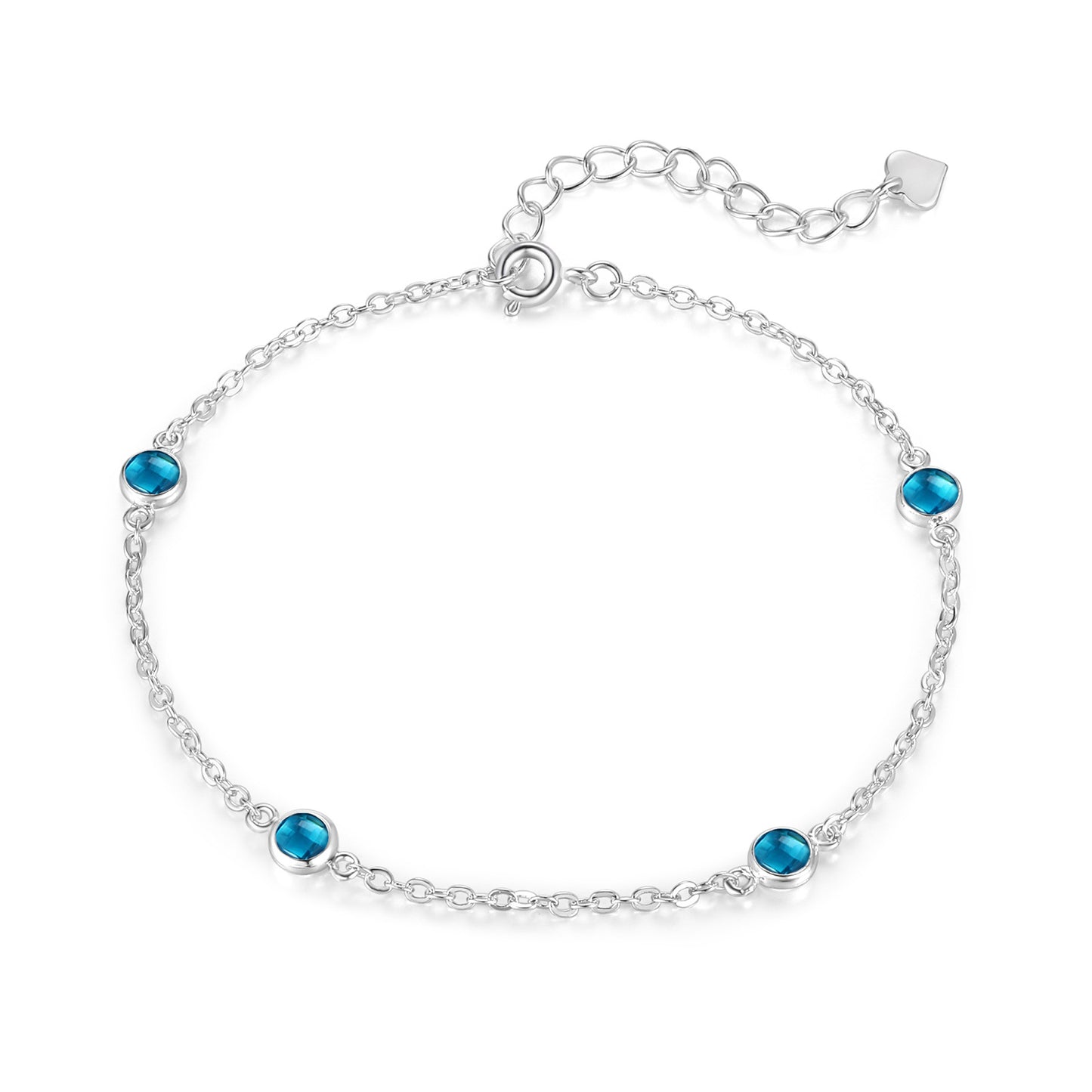 Women&Men's Adjustable Round Blue Zircon Bracelet