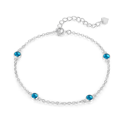 Women&Men's Adjustable Round Blue Zircon Bracelet