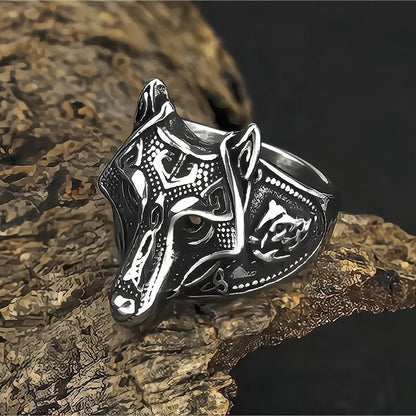Vintage Stainless Steel Ultra Cool Viking Wolf Head Ring for Men