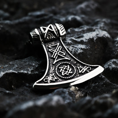 Vintage Stainless Steel Slavic Axe Pendant Necklace for Men