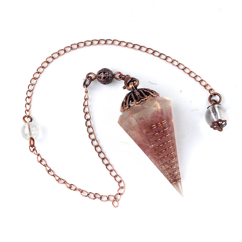 Colorful crystal clock pendulum ancient red copper flower base resin spirit pendulum