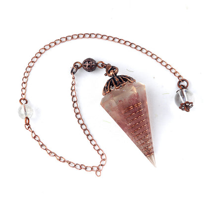 Colorful crystal clock pendulum ancient red copper flower base resin spirit pendulum