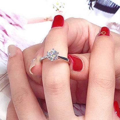 Women's White Gold Prong Setting Engaement Moissanite Adjustable Ring