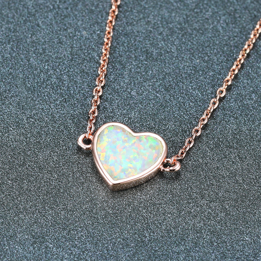 Opal Love Heart Necklace