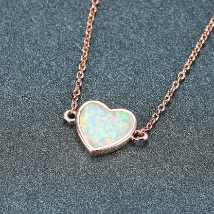 Opal Love Heart Necklace