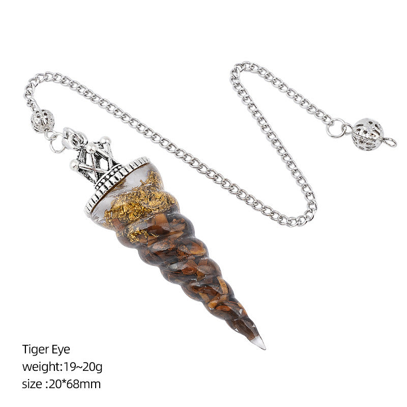 Crown-Headed Spiral Conical Yoga Meditation Adjustable Frequency Crystal Resin Spirit Pendulum