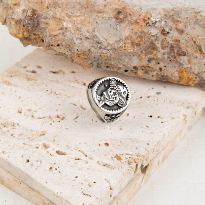 Men's Vintage Punk Pipe Skull Ring