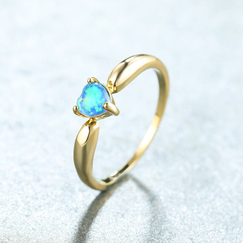 Women's Heart Opal Minimalist Ring