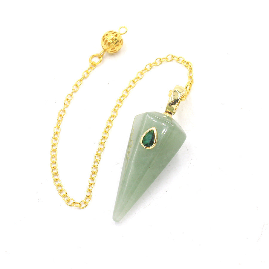 Crystal stone pyramid golden spirit pendulum