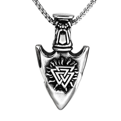 Vintage Stainless Steel Men's Viking Spear Head Pendant Necklace