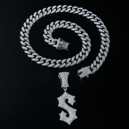Hip-Hop English Letter S Cuban Chain Pendant Necklace