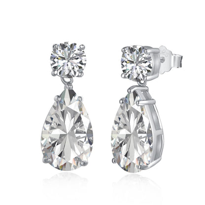 Women's Wedding Dangle Earrings, Pear‑Shape & Round Zirconia, S925 with White Gold Plating