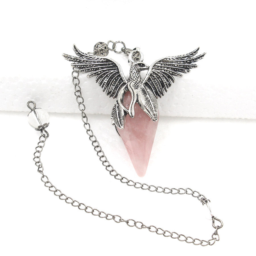 Crystal Rhombus-Cone Cut Peacock Spirit Pendulum
