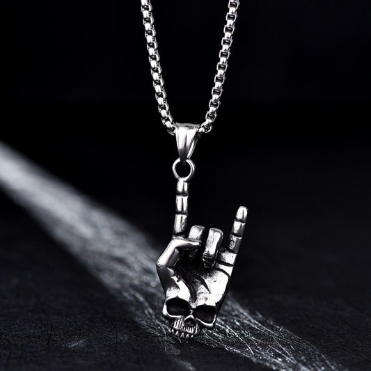 Men's Hip-Hop Rock 'I Love You' Gesture Pendant Necklace