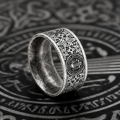 Vintage Stainless Steel Saint Benedict Pattern Exorcist Cross Ring for Men