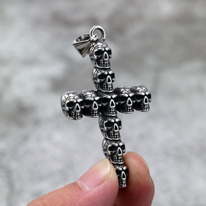Vintage Stainless Steel Skull Halloween Pendant Necklace for Men