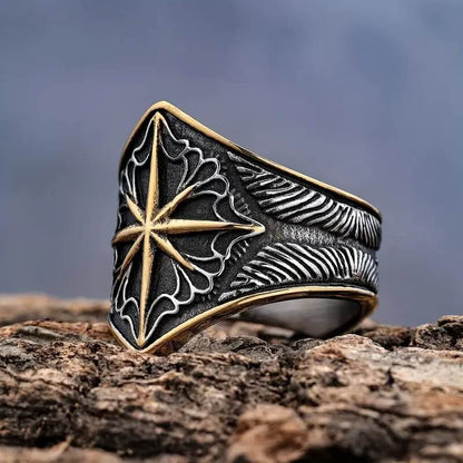 Men's Viking Eight-Pointed Star Stainless Steel Ring