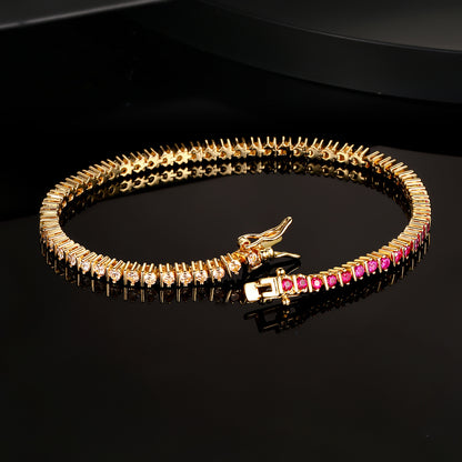 Women&Men's 2mm Round Gradient Colored Zircon Tennis Bracelet