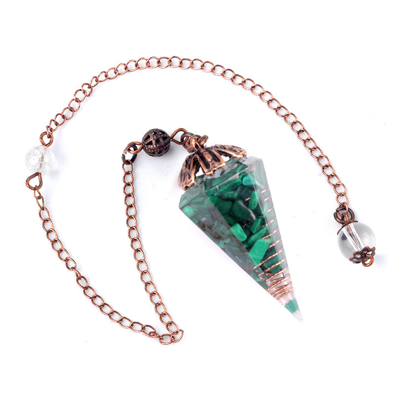 Colorful crystal clock pendulum ancient red copper flower base resin spirit pendulum