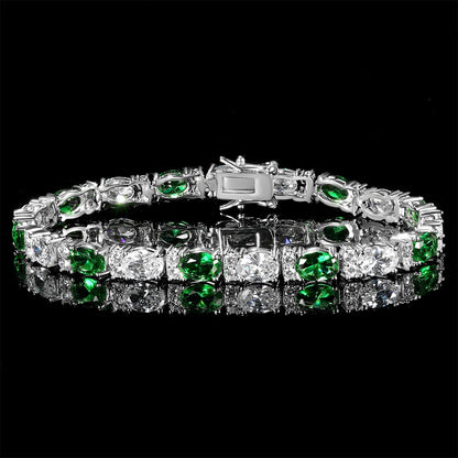 Women&Men's 5mm Inlaid White Zirconia And Green Zirconia Tennis Bracelet